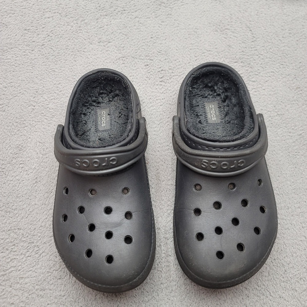 Crocs Dual Comfort Adult Mens Size 7 Black Classic Lined Clog Slipper